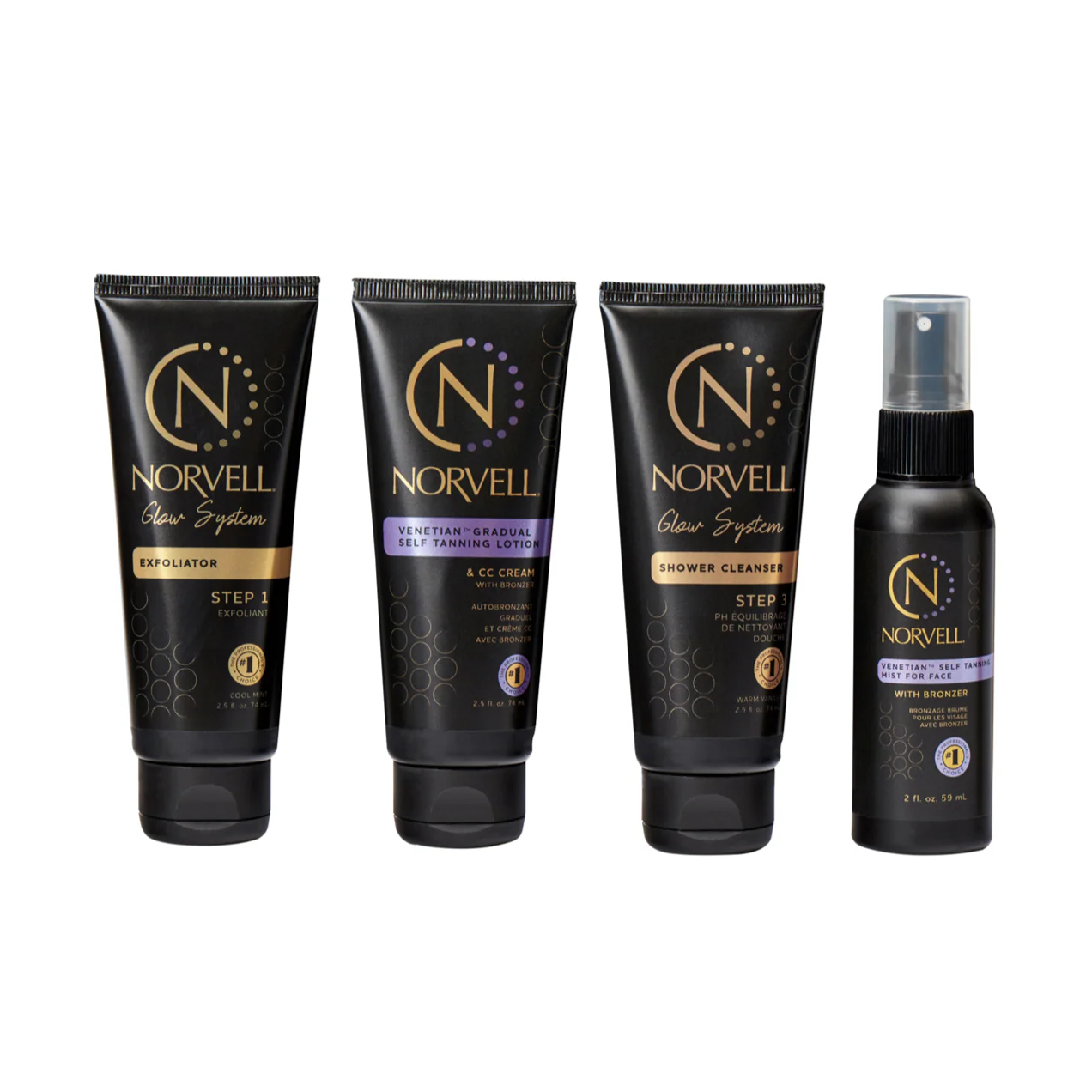 Set of Norvell skincare products on a white background