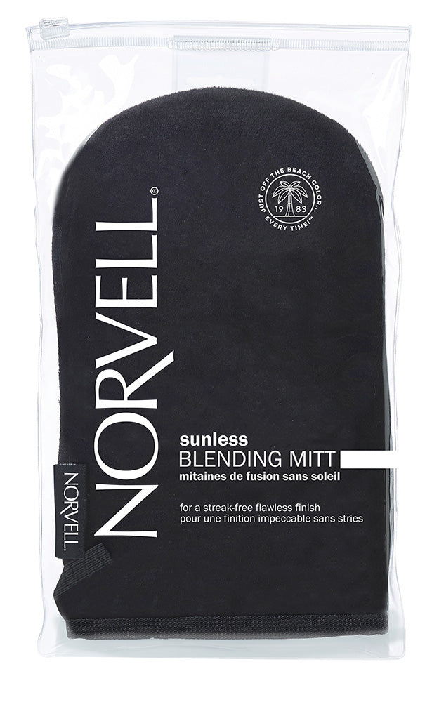 Black blending mitt with Norvell branding in a clear package