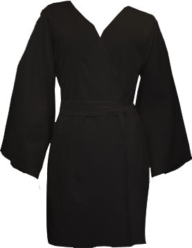 Black dress with bell sleeves on a white background
