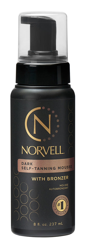 Norvell dark self-tanning mousse with bronzer bottle on a white background