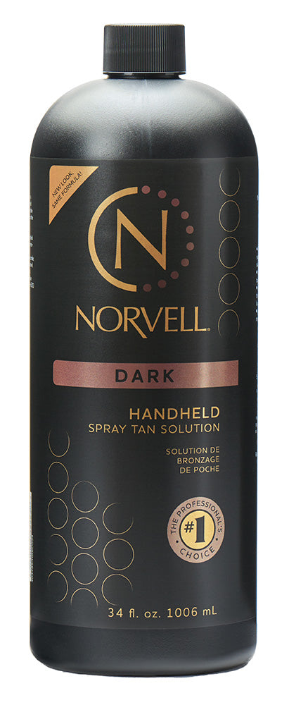 Norvell handheld spray tan solution bottle on a white background