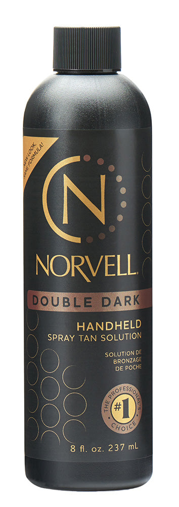 Norvell Double Dark handheld spray tan solution bottle on a white background