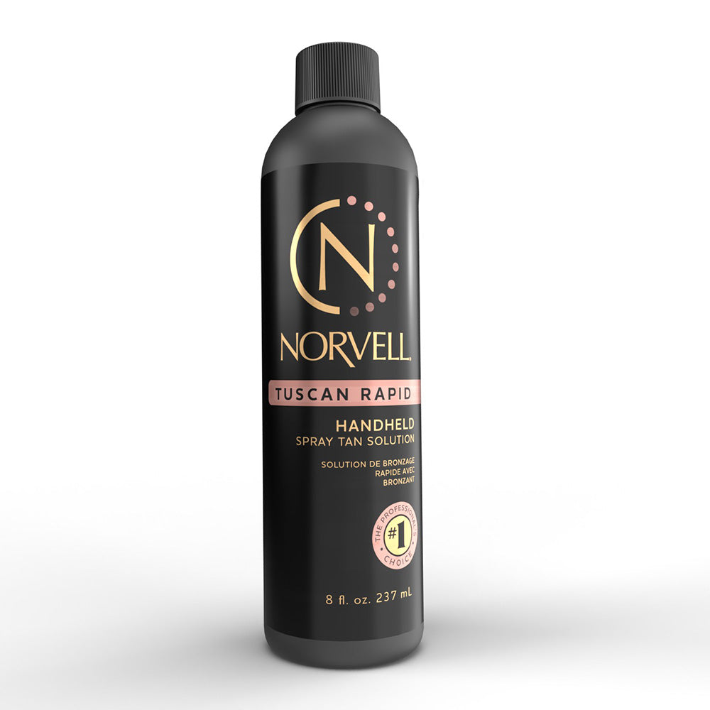 A bottle of Norvell Tuscan Rapid Handheld Spray Tan Solution, 8 fl. oz.