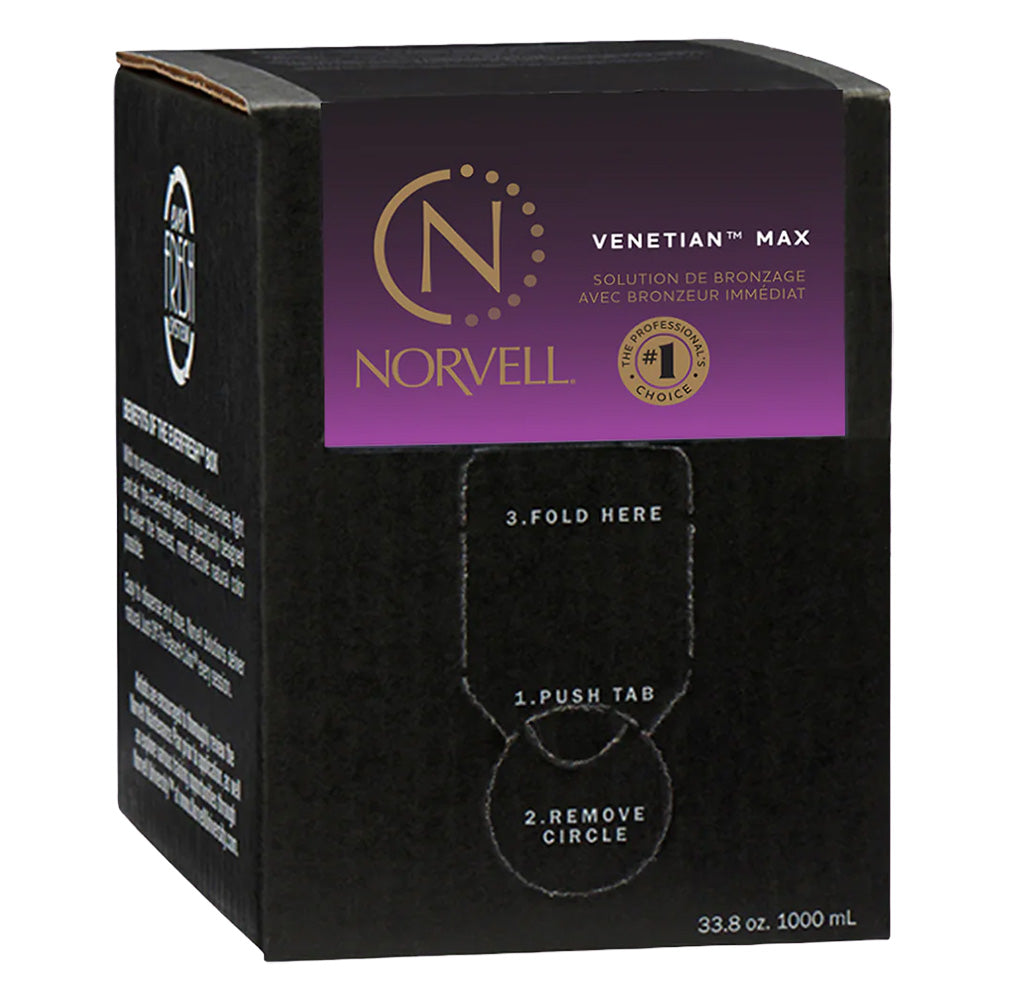 Norvell Venetian Max tanning solution packaging on a white background
