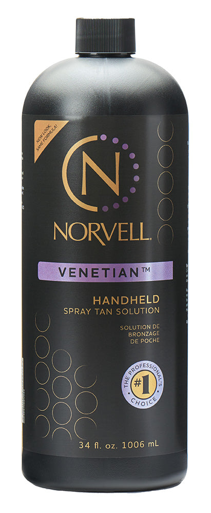 Norvell Venetian handheld spray tan solution bottle on a white background