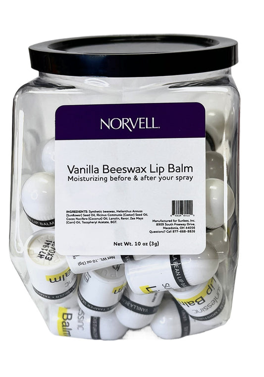 Jar of Norvell Vanilla Beeswax Lip Balm on a white background