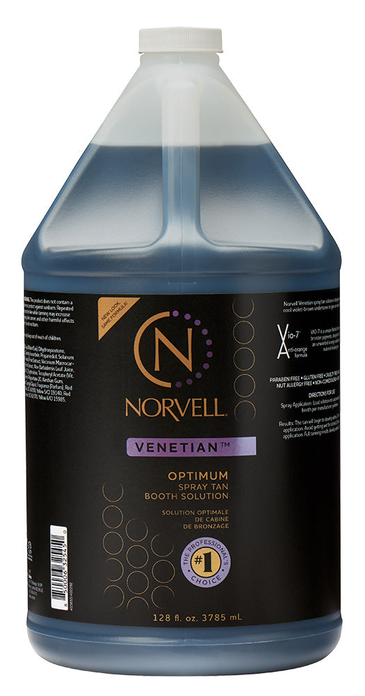 Norvell Venetian Optimum Tanning Booth Solution bottle on a white background