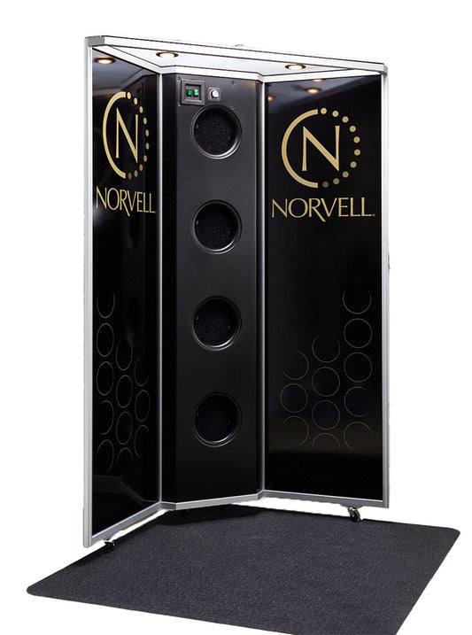 Black beauty station with 'Norvell' branding on a white background