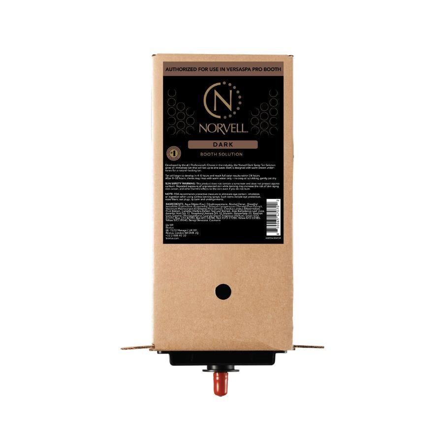 Norvell booth solution container with label on a white background
