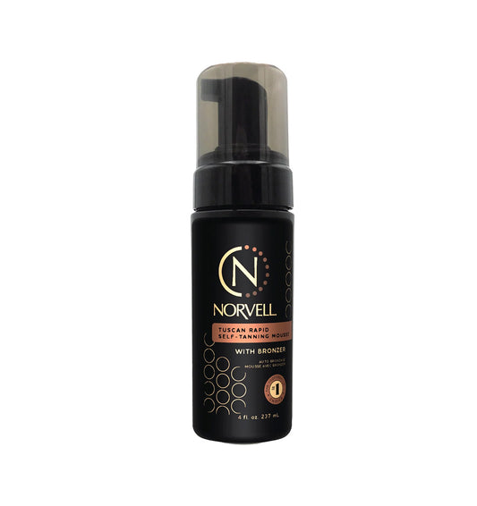 Norvell Tuscan Rapid Tan Mousse bottle on a white background