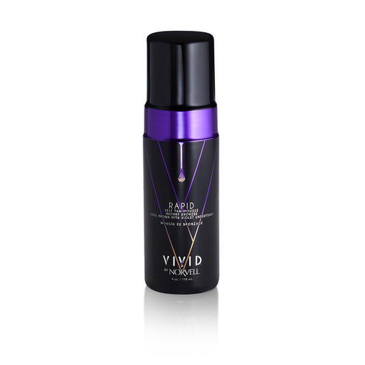 Black and purple bottle with 'Vivid' branding on a white background