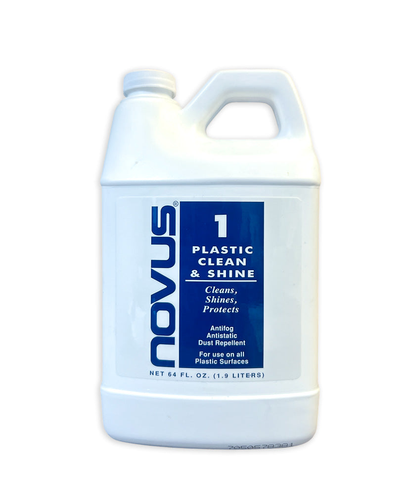Gallon container of Novus Plastic Clean & Shine on a white background