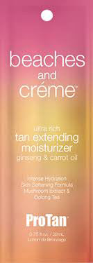 ProTan beaches and crème tan extending moisturizer packaging