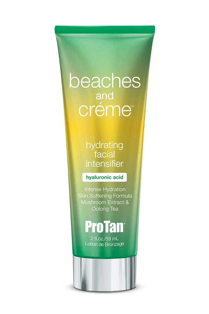 Tube of ProTan beaches and crème hydrating facial intensifier on a white background