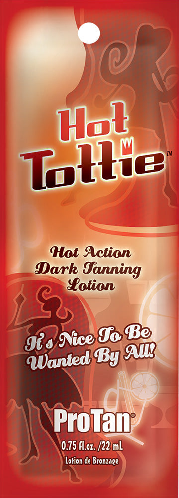 ProTan Hot Tottie tanning lotion packaging with red and orange design.