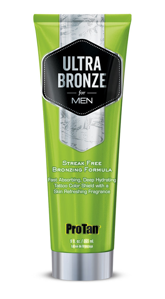Tube of Ultra Bronze for Men bronzing product on a white background