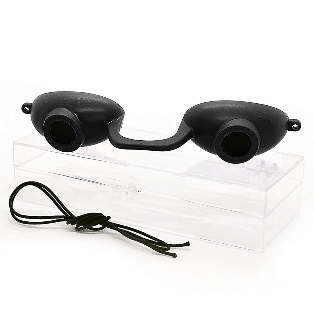 Black eyewear with case on a white background 