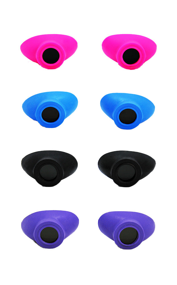 A set of different color eyewear on a white background 