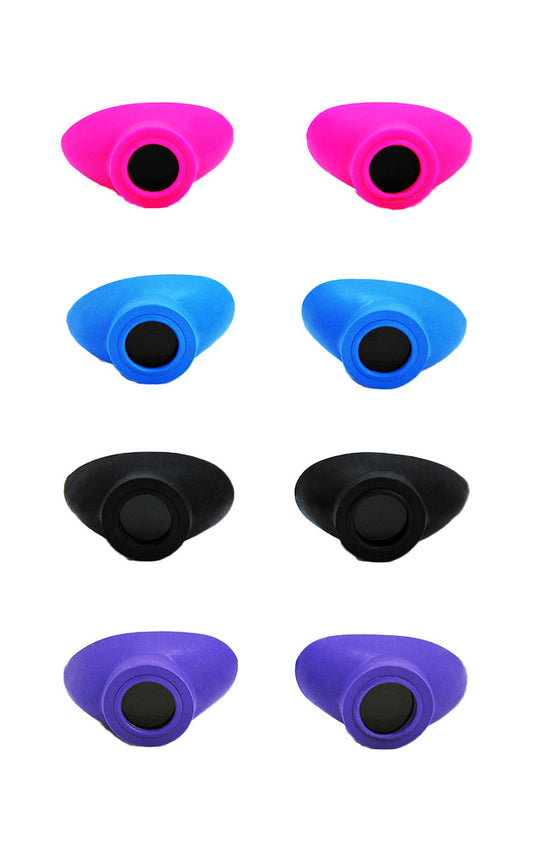 A set of different color eyewear on a white background 