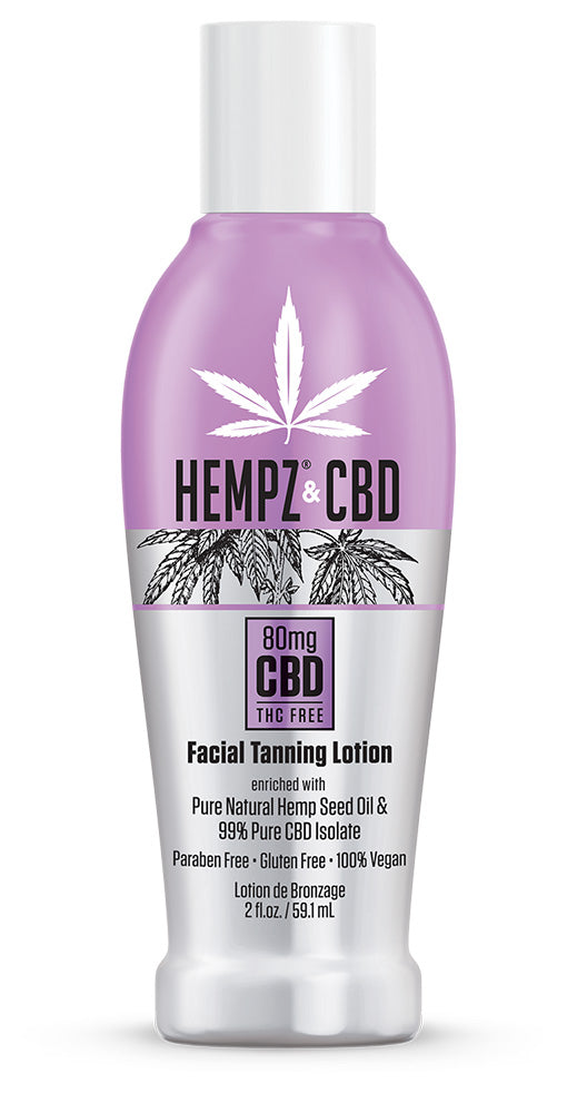 Hempz CBD facial tanning lotion bottle on a white background