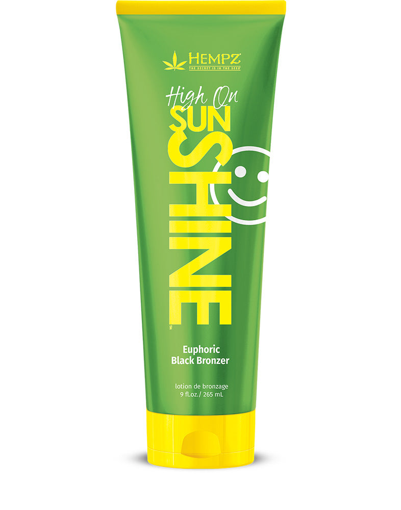 Green tube labeled 'High on Sunshine' with yellow cap on a white background