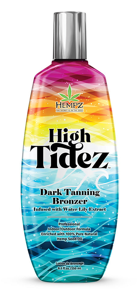 Bottle of Hempz High Tidez Dark Tanning Bronzer on a white background