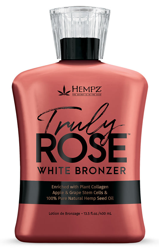 Hempz Truly Rose White Bronzer bottle on a white background