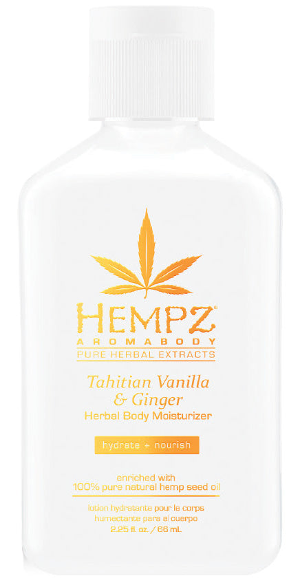 Hempz Tahitian Vanilla & Ginger body moisturizer bottle on a white background