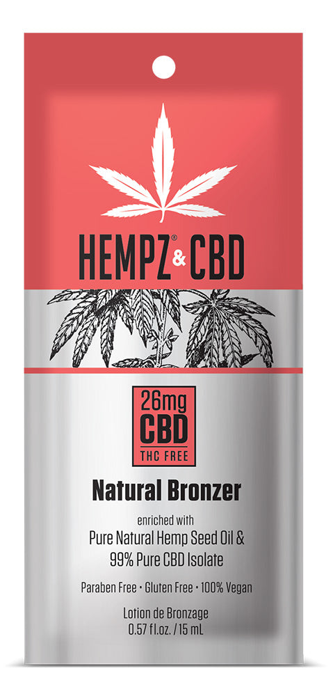 Hempz & CBD product packaging with hemp leaves and branding details.