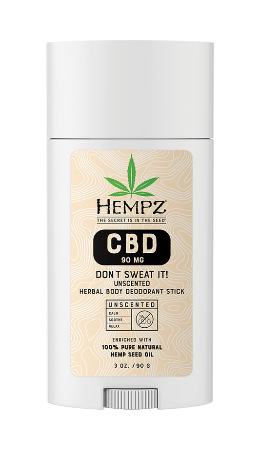 Hempz CBD body deodorant stick on a white background