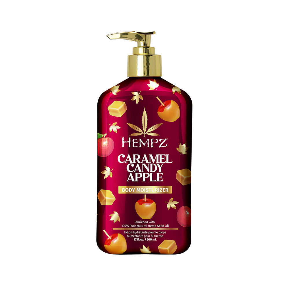 Hempz Caramel Candy Apple body moisturizer bottle on a white background