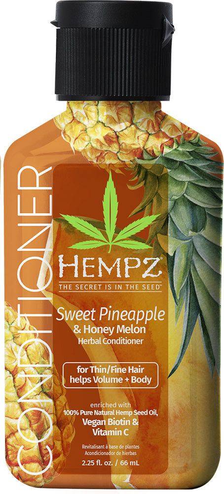 Hempz Sweet Pineapple & Honey Melon conditioner bottle with pineapple and leaf design.
