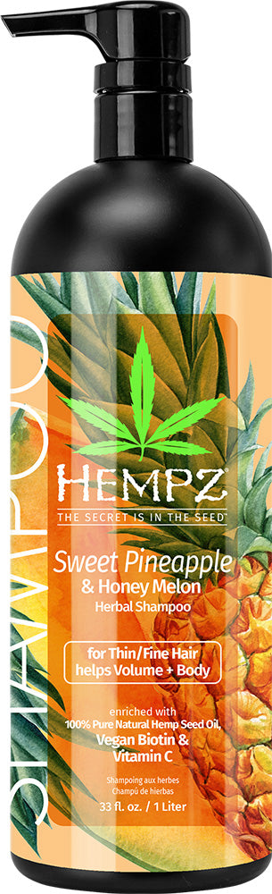 Hempz Sweet Pineapple & Honeydew Melon shampoo bottle with pump on a white background