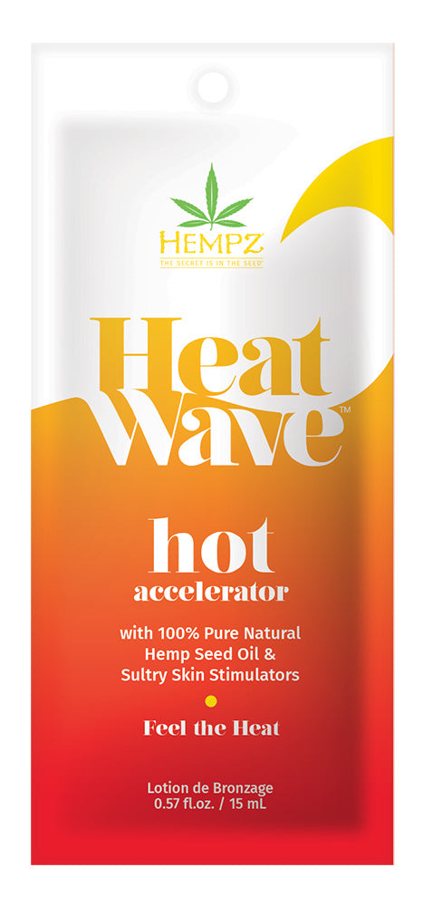 Heat Wave hot accelerator packaging with Hempz logo on a white background