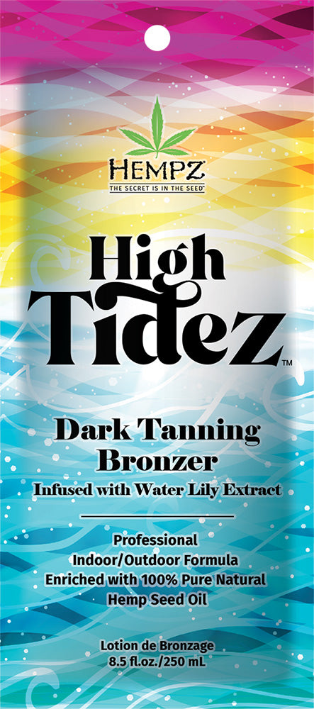 Hempz High Tidez Dark Tanning Bronzer packaging with colorful design