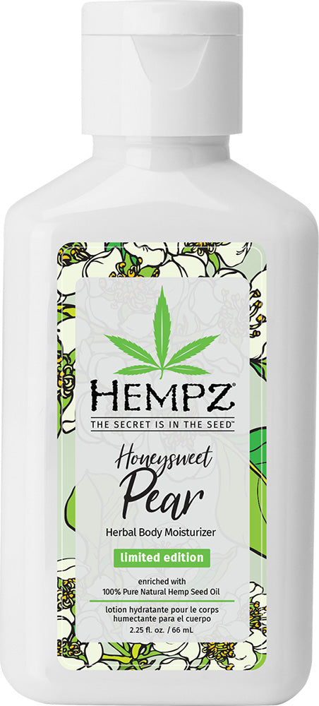 Hempz Honeysweet Pear Herbal Body Moisturizer bottle on a white background