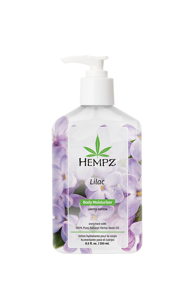 Hempz Lilac body moisturizer bottle on a white background