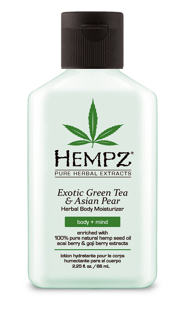 Hempz Exotic Green Tea & Asian Pear Herbal Body Moisturizer bottle on a white background