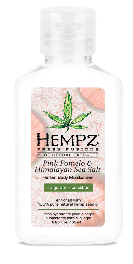 Hempz herbal body moisturizer bottle with pink label on a white background