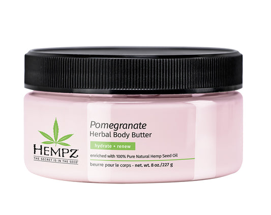 Jar of Hempz Pomegranate Herbal Body Butter on a white background