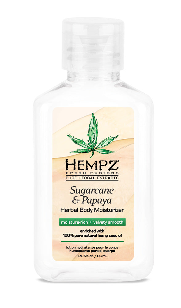 Hempz Sugarcane & Papaya Herbal Moisturizer bottle on a white background