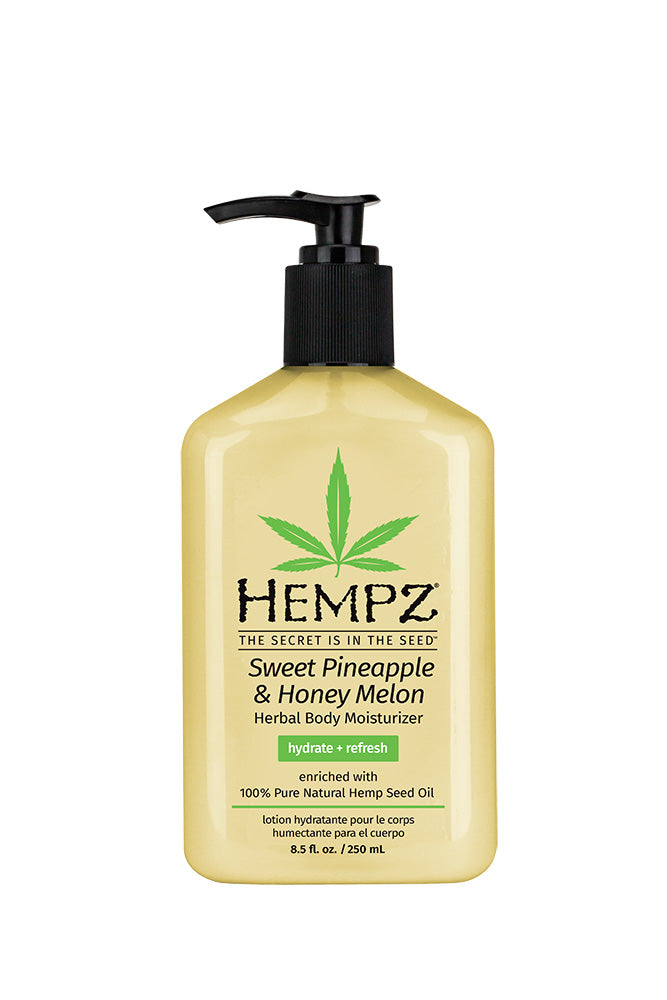 Hempz Sweet Pineapple & Honey Melon Herbal Body Moisturizer bottle on a white background
