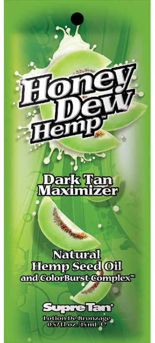Honey Dew Hemp Dark Tan Maximizer packaging with green background and honeydew melon illustration.