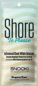 Shore To Please dark bronzer packaging with Supre Tan branding