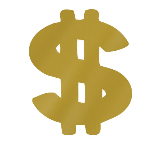 Gold dollar sign on a white background