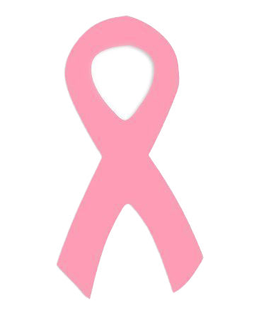 Pink breast cancer ribbon on a white background