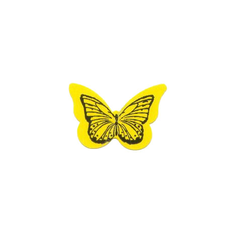Yellow butterfly logo on a white background