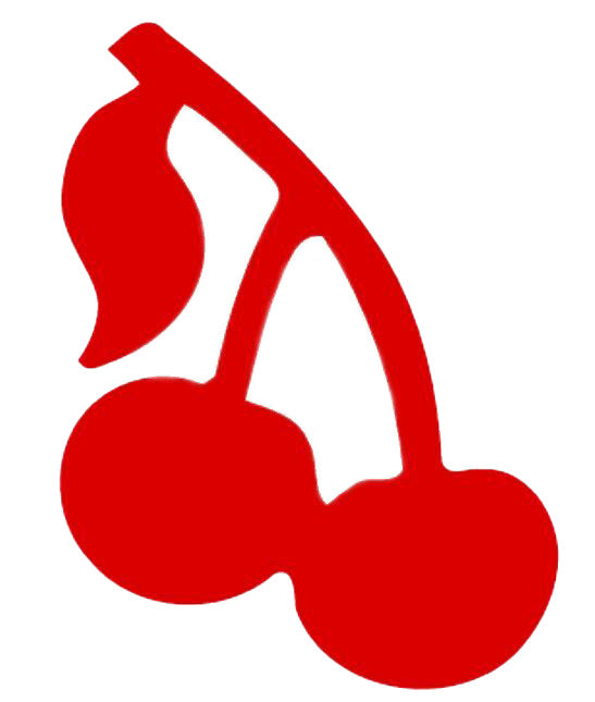 Red silhouette of a cherry on a white background