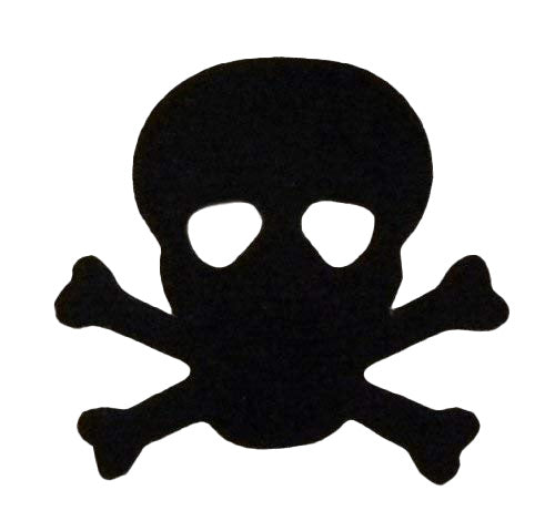 Black skull and crossbones symbol on a white background