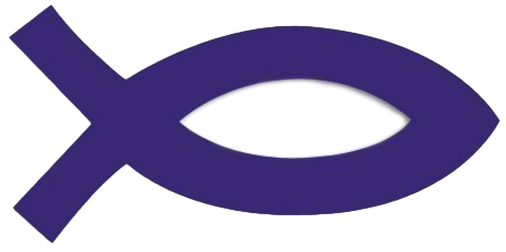 Purple fish symbol on a white background